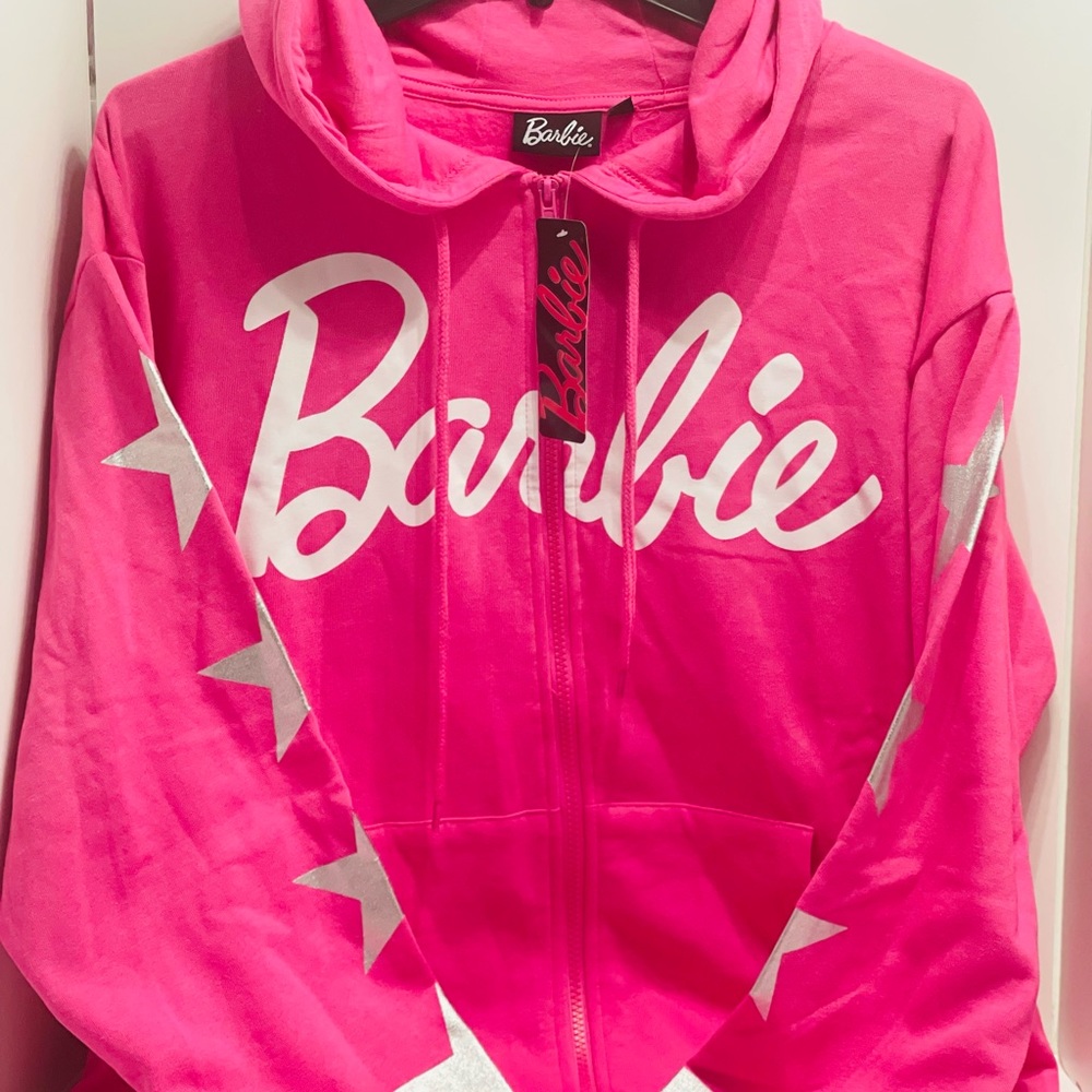 Hot Pink Superstar Barbie Zip up Hoodie Sweatshirt - Picture 4 of 6